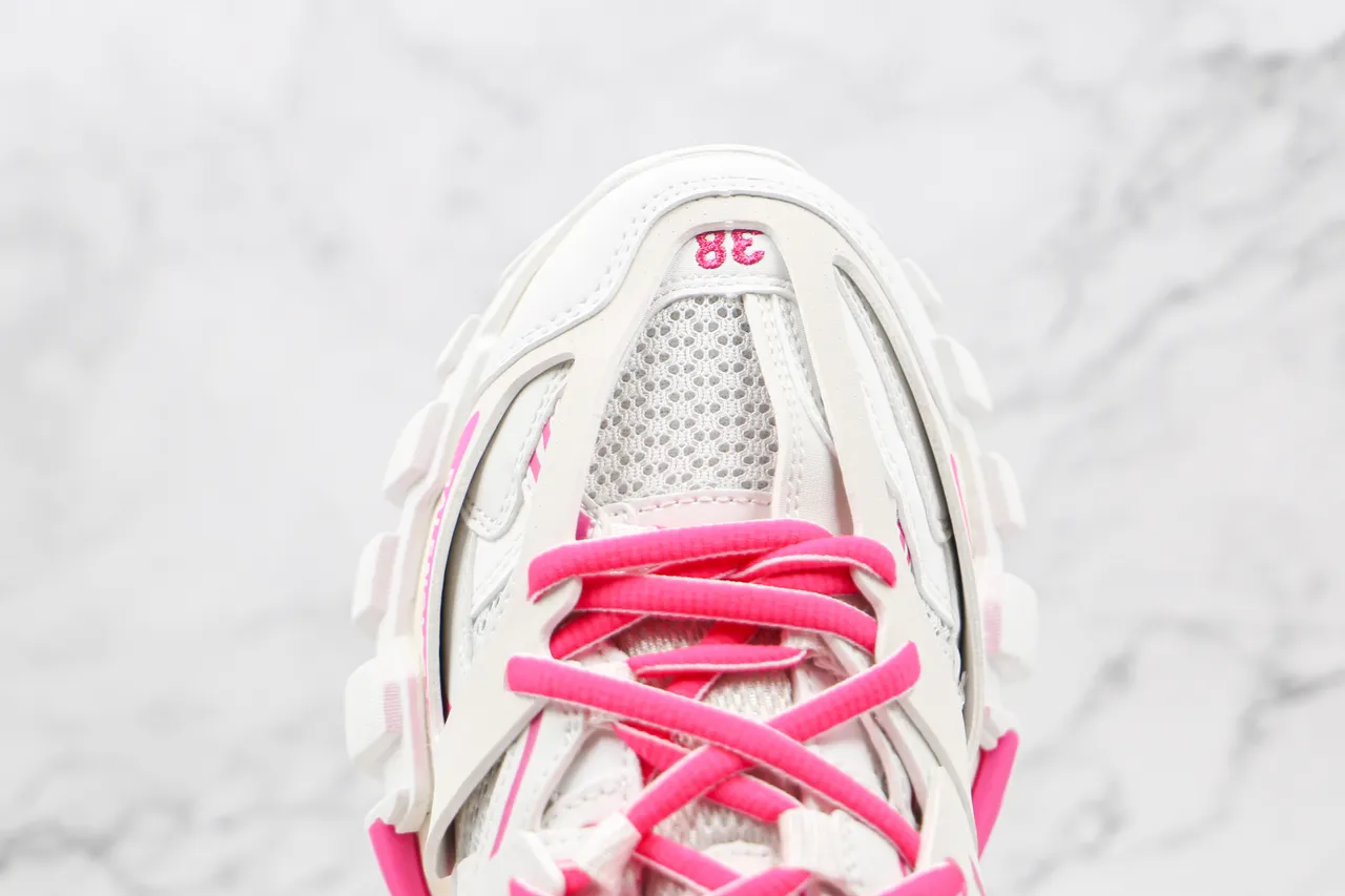 Balenciaga Track Trainer Tênis Chunky brancos e rosa 5