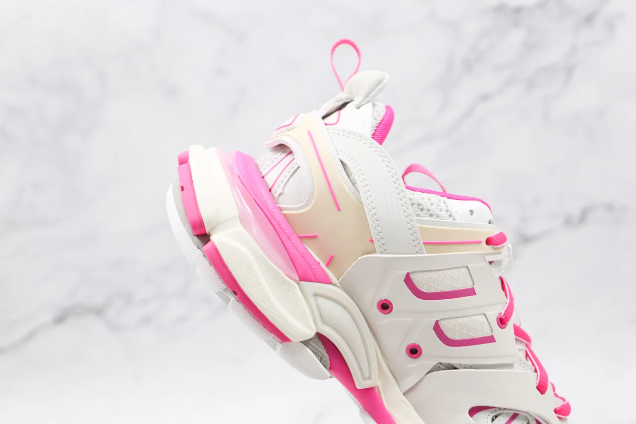 Balenciaga Track Trainer Tênis Chunky brancos e rosa 6