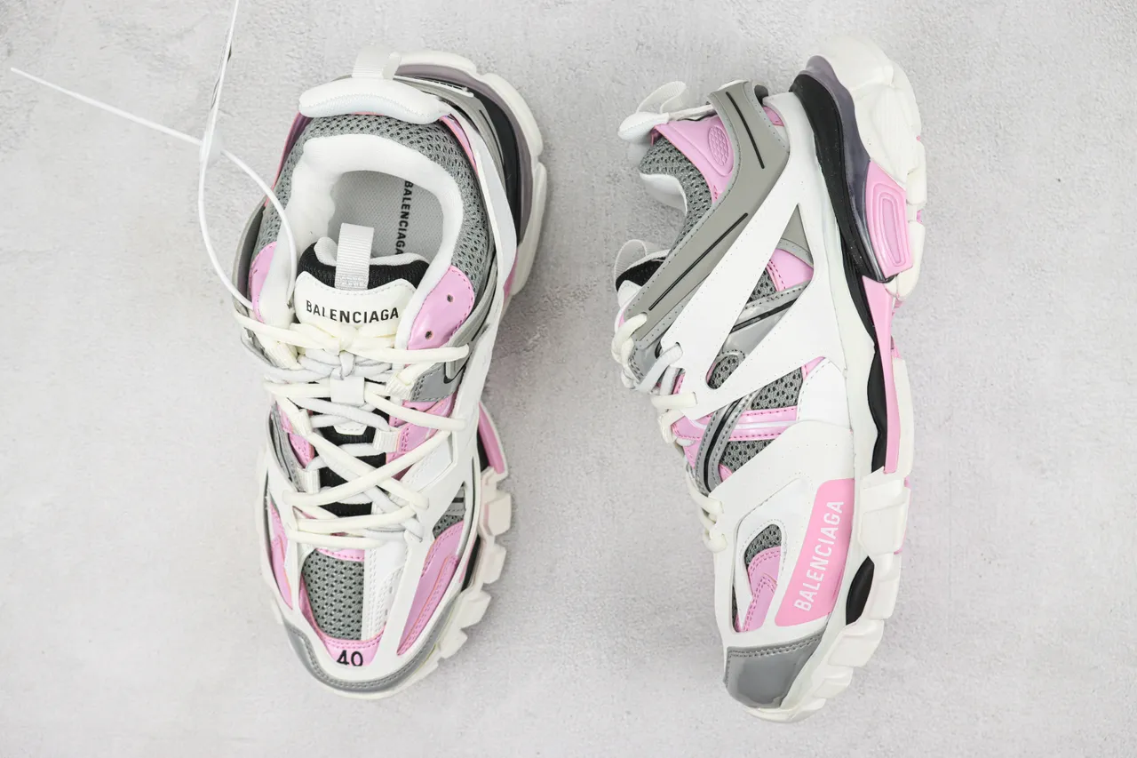 Balenciaga Track Trainer White Pink Gray Chunky Sneakers 3