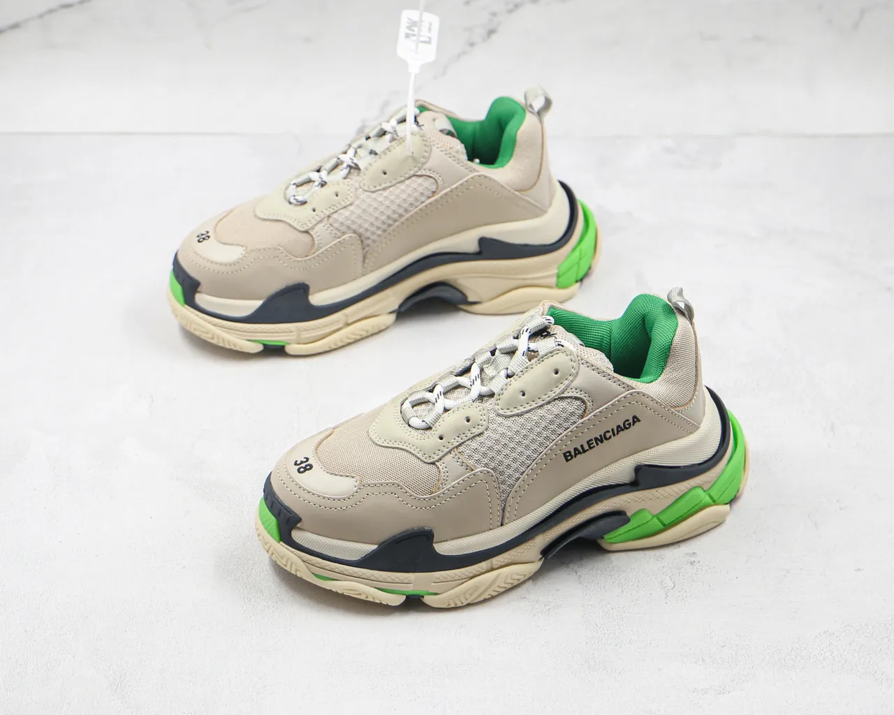 Balenciaga Triple S Tênis Chunky Beige Verde 7