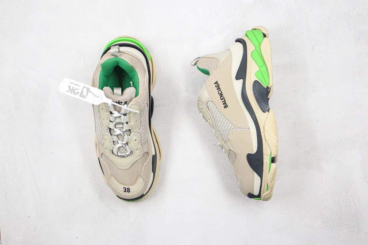 Balenciaga Triple S Tênis Chunky Beige Verde 8