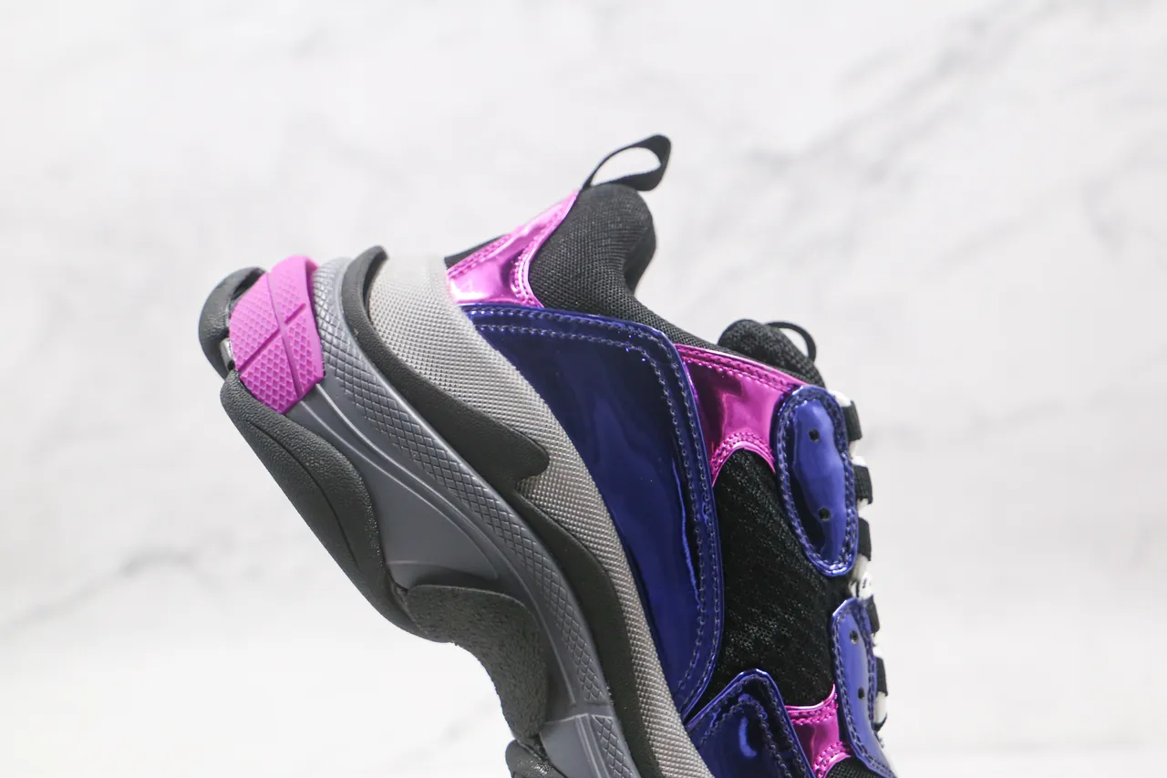 Balenciaga Triple S Chaussures Chunky Violet et Rose en Cuir Patent 6