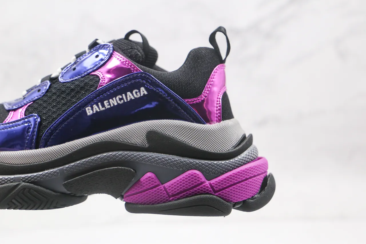 Balenciaga Triple S Chaussures Chunky Violet et Rose en Cuir Patent 8