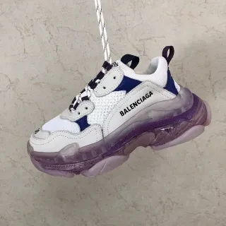 Balenciaga Triple S Runner حذاء رياضي سميك أبيض بحري شفاف بنفسجي