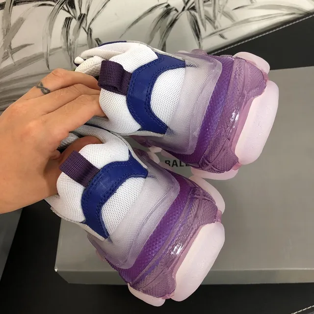 Balenciaga Triple S Runner Tênis chunky brancos marinhos translúcidos roxos 2