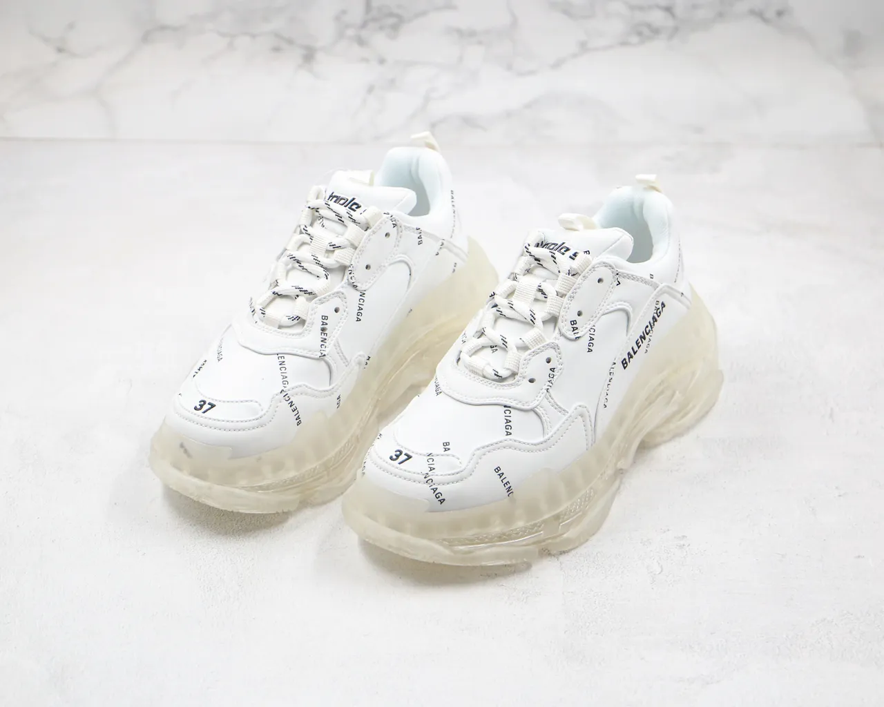 Balenciaga Triple S Tênis Chunky Brancos com logo print 5