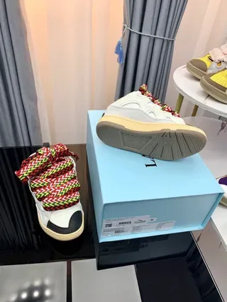 Balenciaga أبيض متعدد الألوان كعب سميك مصمم حبل منسوج أربطة حذاء أسلوب حياة 2