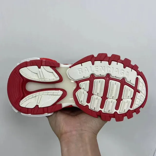 Balenciaga White Red Oversized Silhouette Multi-Layered Cage Overlay Chunky Sneakers 2