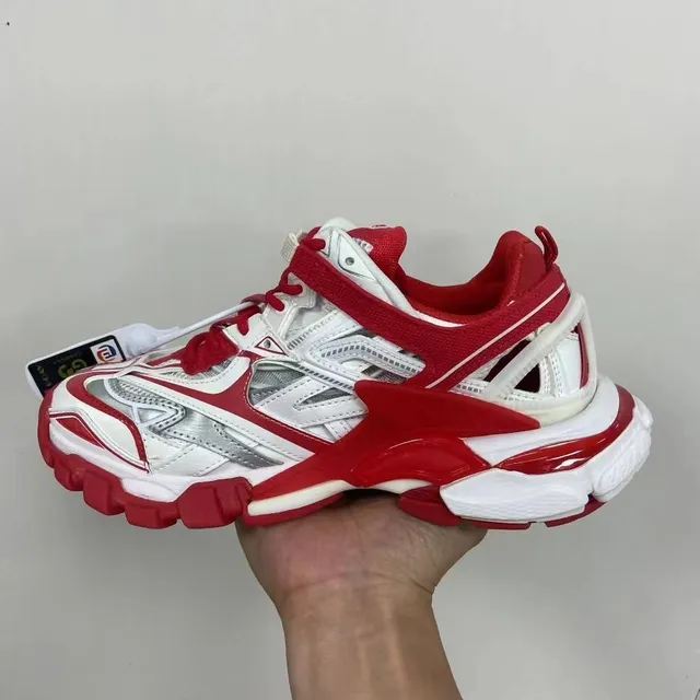 Balenciaga White Red Oversized Silhouette Multi-Layered Cage Overlay Chunky Sneakers 3