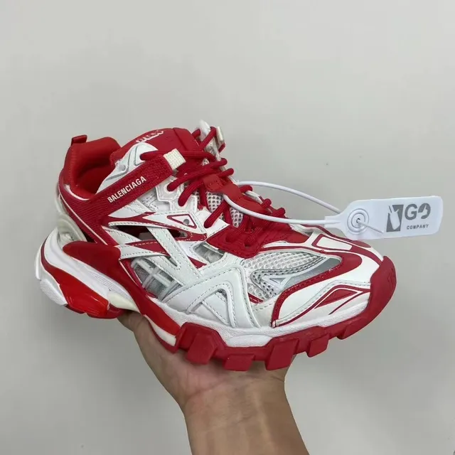 Balenciaga White Red Oversized Silhouette Multi-Layered Cage Overlay Chunky Sneakers 4