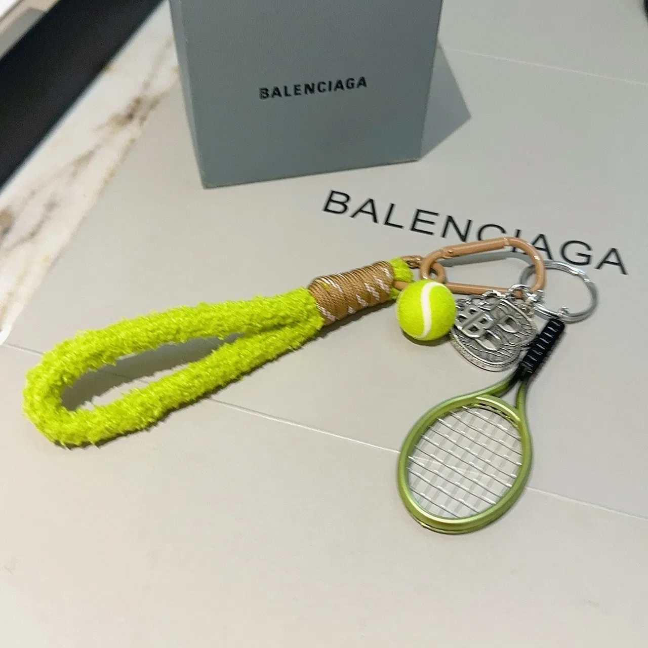 Balenciaga Yellow Green Tennis-Themed Fuzzy-Textured Strap Jewelry 2