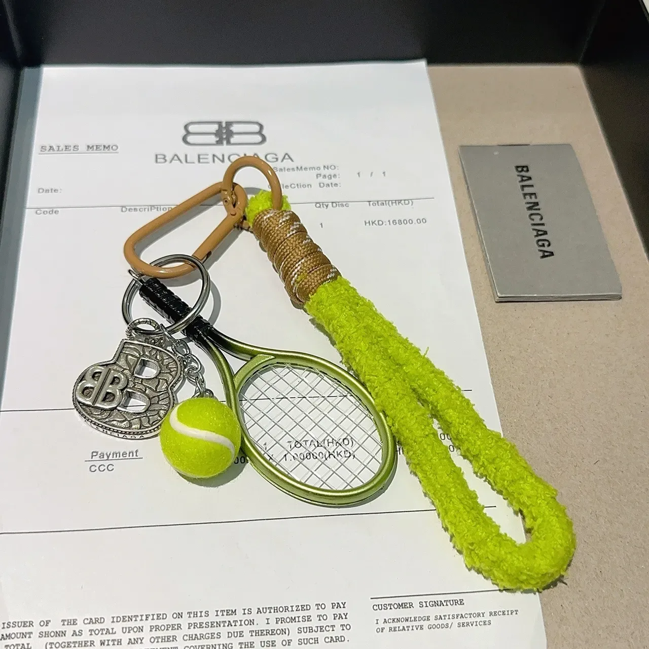 Balenciaga Yellow Green Tennis-Themed Fuzzy-Textured Strap Jewelry 6