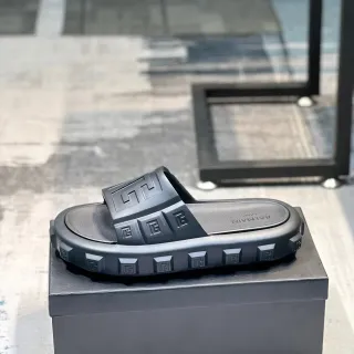 Balmain B-Bold Black Molded Monogram Slide Slipper
