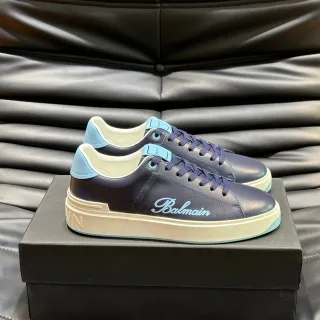 Balmain B-Court Navy and Light Blue Leather Lifestyle Sneakers