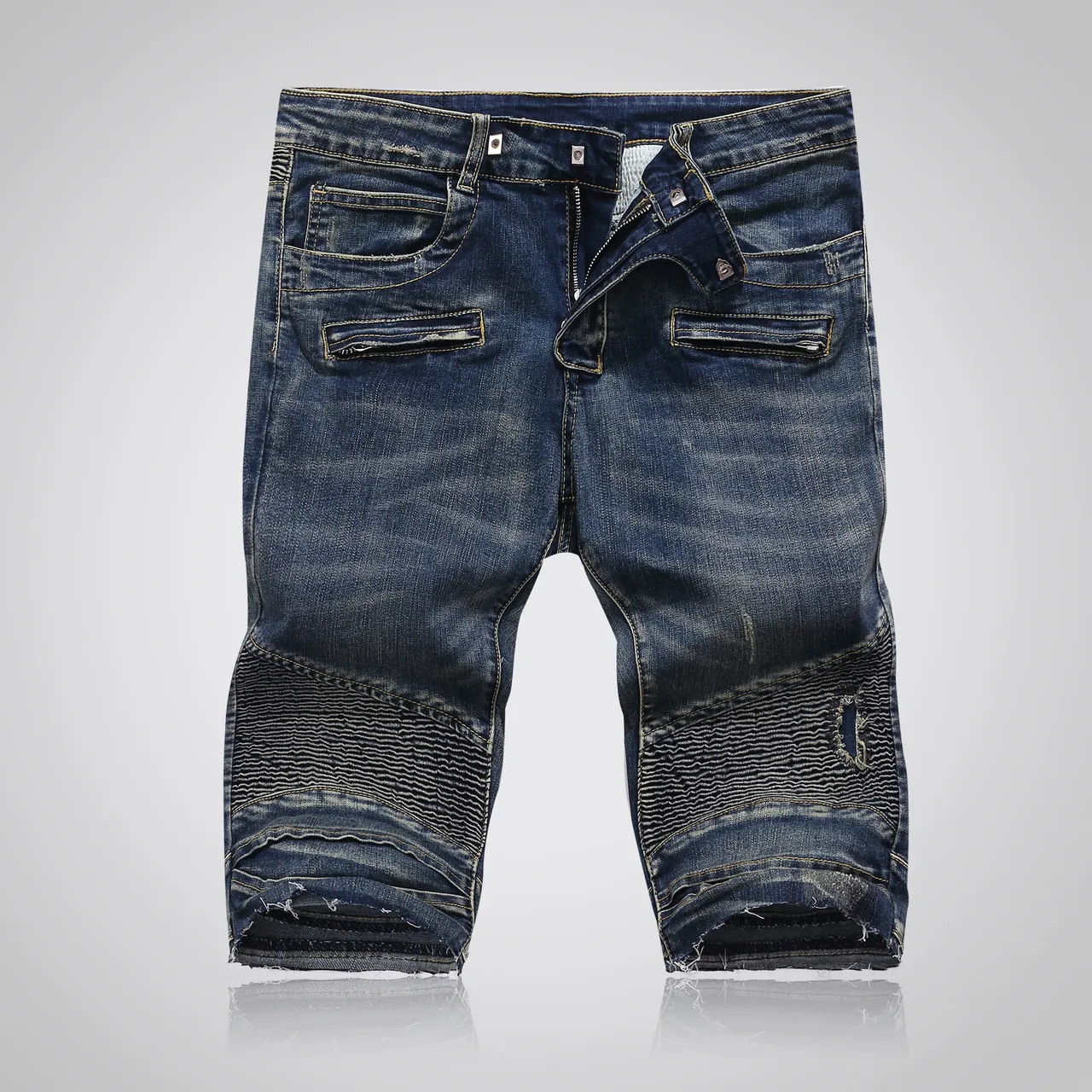 Balmain 做旧靛蓝牛仔布绗缝面板短裤 17