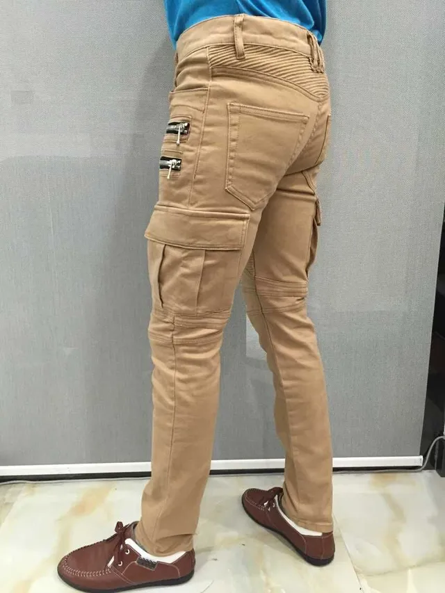 Balmain Moto Cargo Beige Pants 2