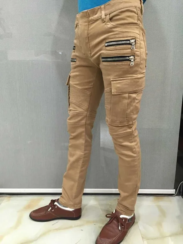 Balmain Moto Cargo Beige Pants 3
