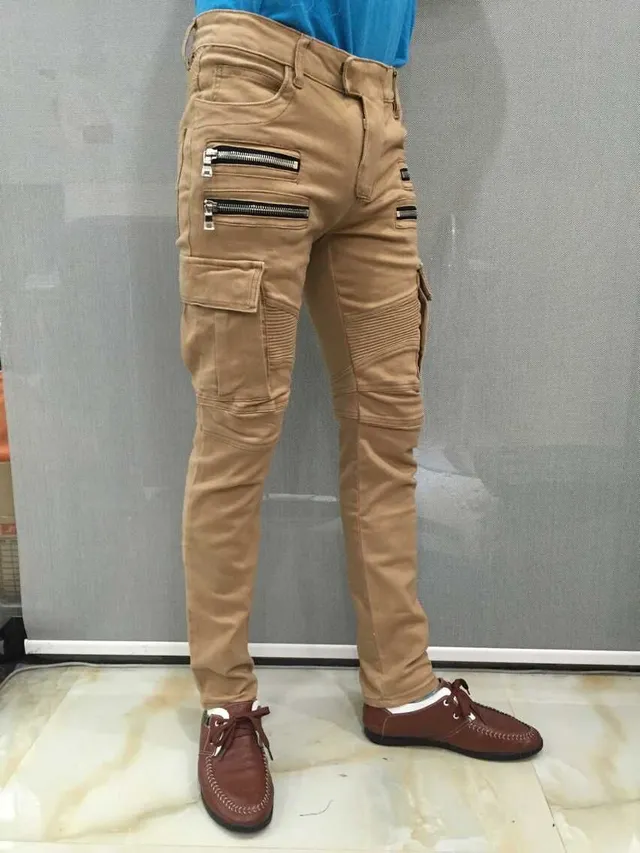 Balmain Moto Cargo Beige Pants 6