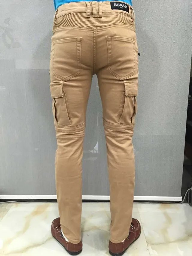 Balmain Moto Cargo Beige Pants 7