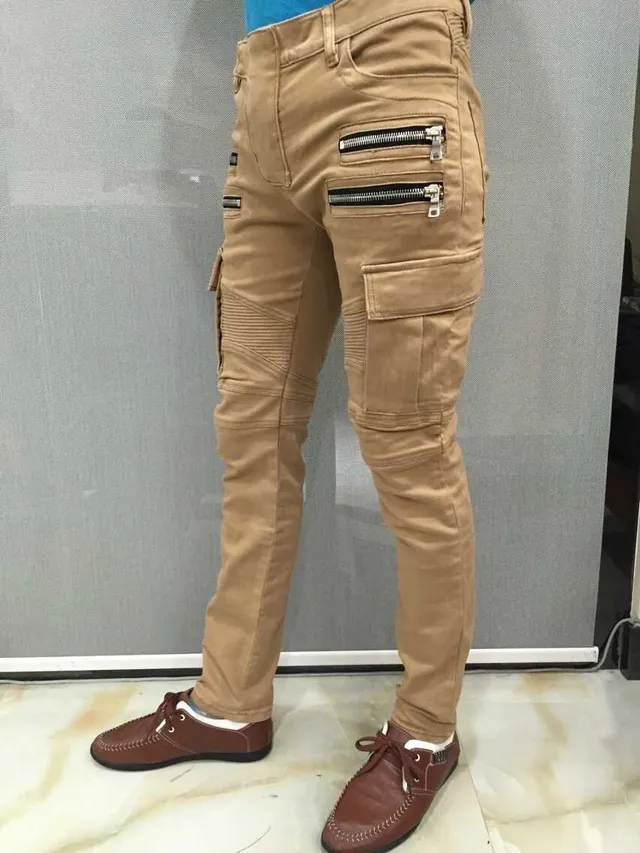 Balmain Moto Cargo Beige Pants 11