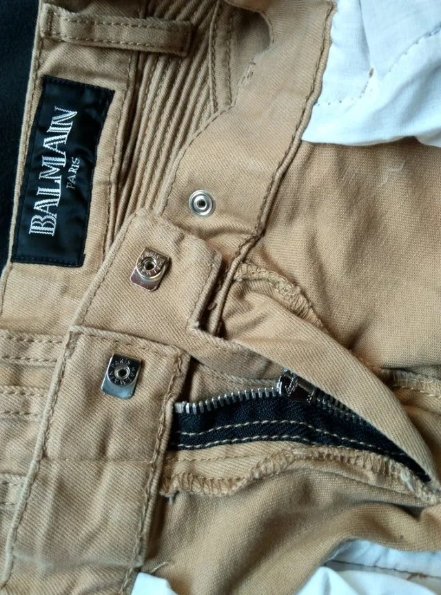Balmain Moto Cargo Beige Pants 13