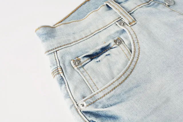 Balmain Calça Jeans com Cintura Motocicleta Inspirada Acanalada em Azul Desbotado 6