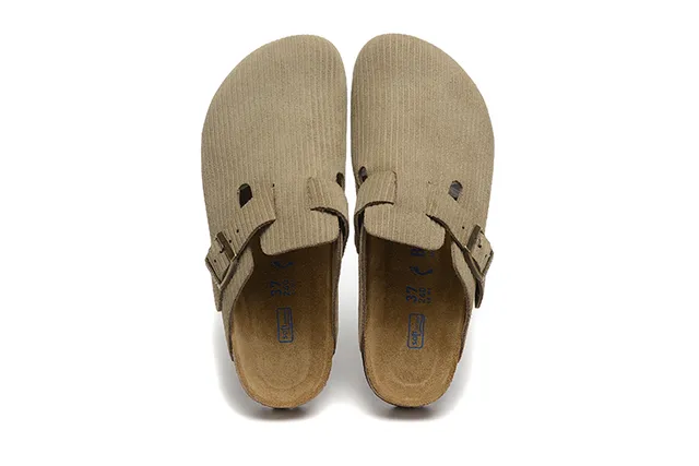 Birkenstock Arizona beige velours côtelé sabot 2