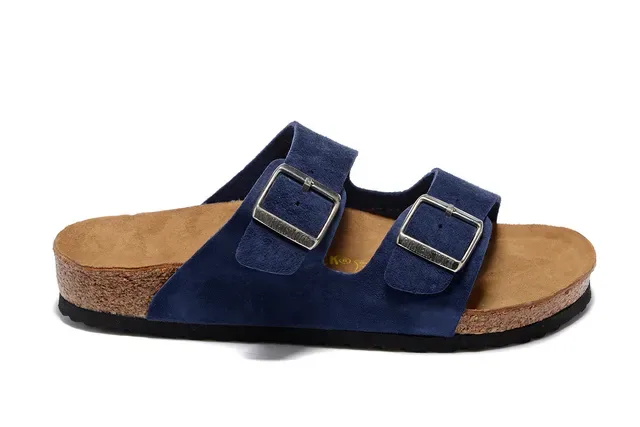 Birkenstock Arizona Navy Suede Dupla Fivela Sandálias Casuais 3