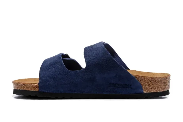 Birkenstock Arizona Navy Suede Dupla Fivela Sandálias Casuais 5