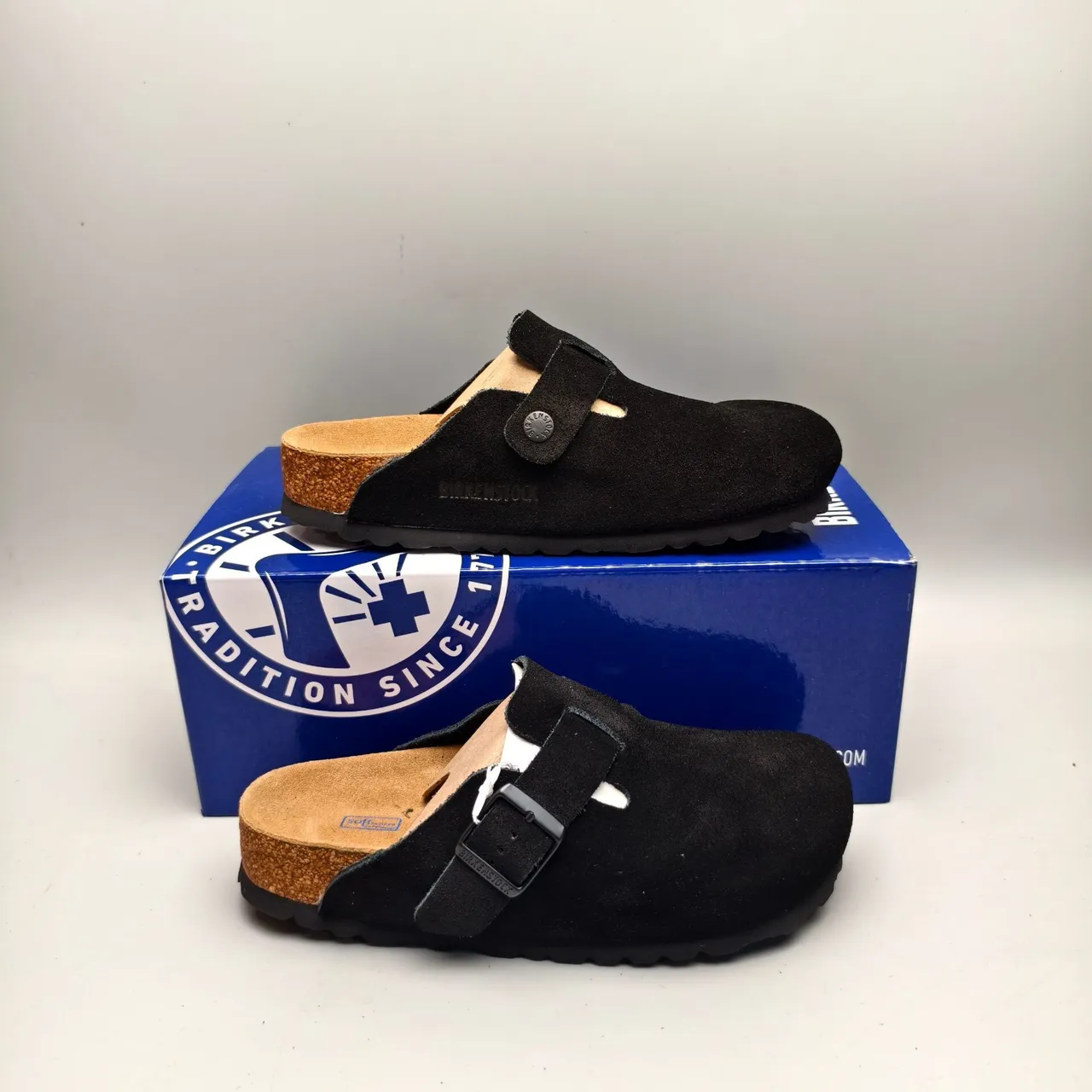 Birkenstock Boston Black Suede Clog 7
