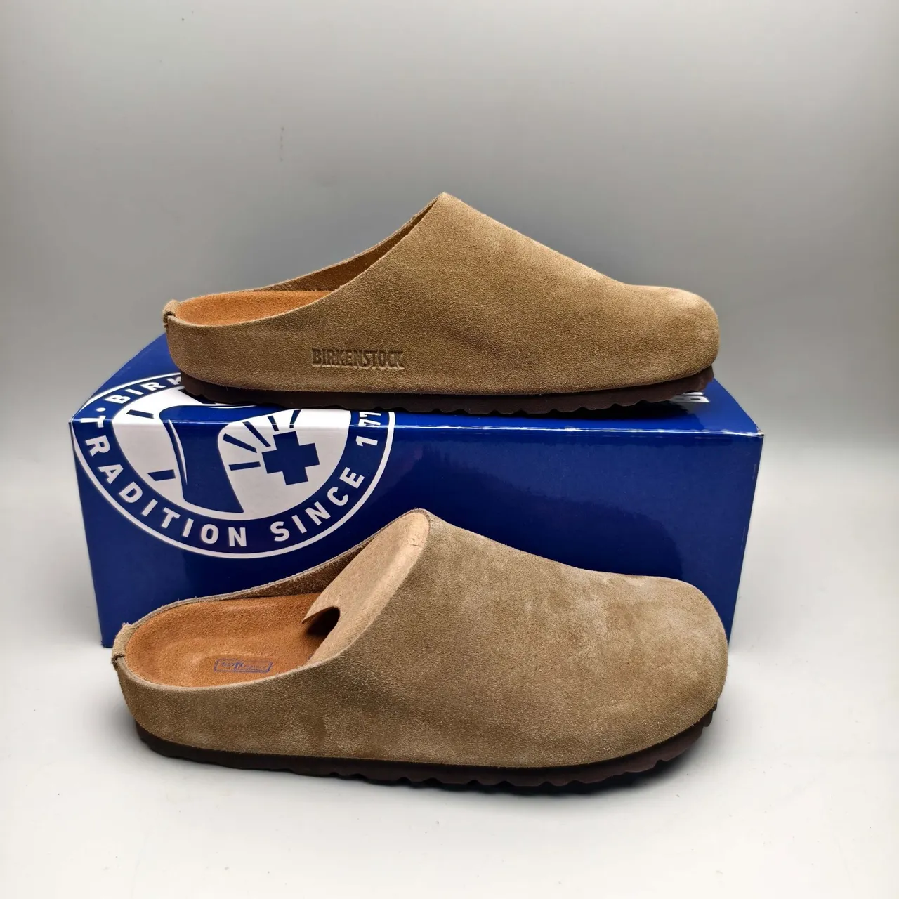 Birkenstock Boston daim marron clair pantoufles 4