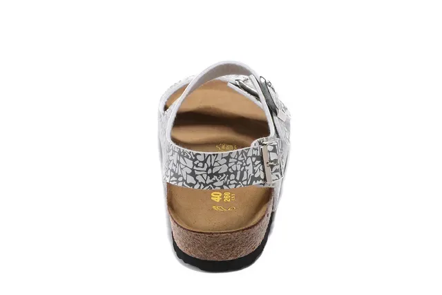 Birkenstock White Gray Two-Strap Buckle-Fastened Casual Sandals 3