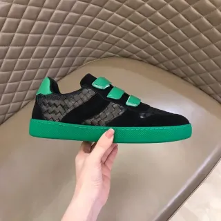 Bottega Veneta Andiamo أسود وأخضر Intrecciato سنيكرز أسلوب الحياة