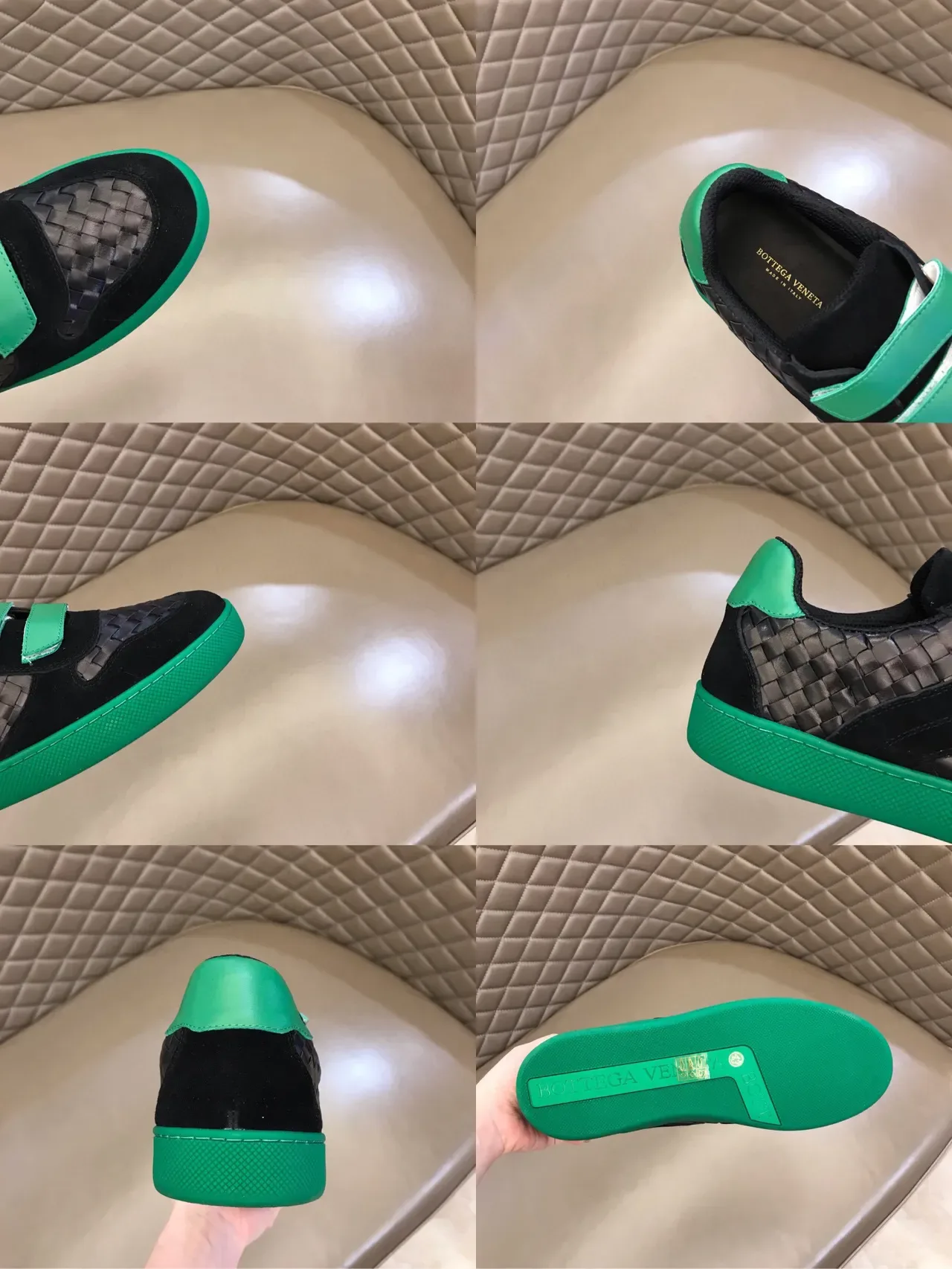 Bottega Veneta Andiamo Noir et Vert Intrecciato Sneakers lifestyle 2