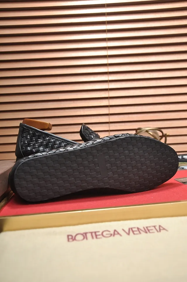 Bottega Veneta Andiamo Negro Intrecciato Cuero Tejido Mocasines 3