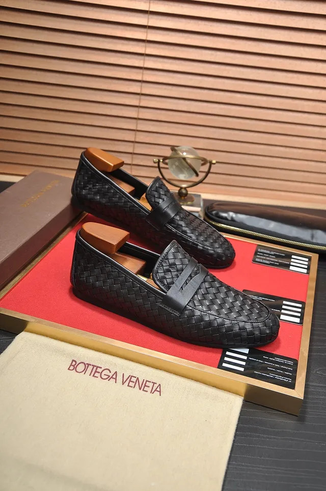 Bottega Veneta Andiamo Negro Intrecciato Cuero Tejido Mocasines 4