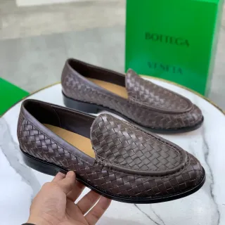 Bottega Veneta Andiamo Brown Black Woven Intrecciato Leather Moccasin-Stitched Vamp Loafer