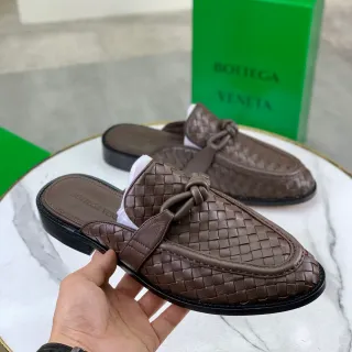 Bottega Veneta Andiamo Brown Intrecciato Woven Leather Backless Loafer