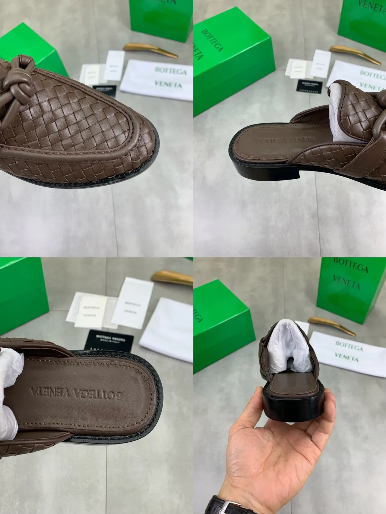 Bottega Veneta Andiamo Marron Cuir Intrecciato Mocassin sans talon 3