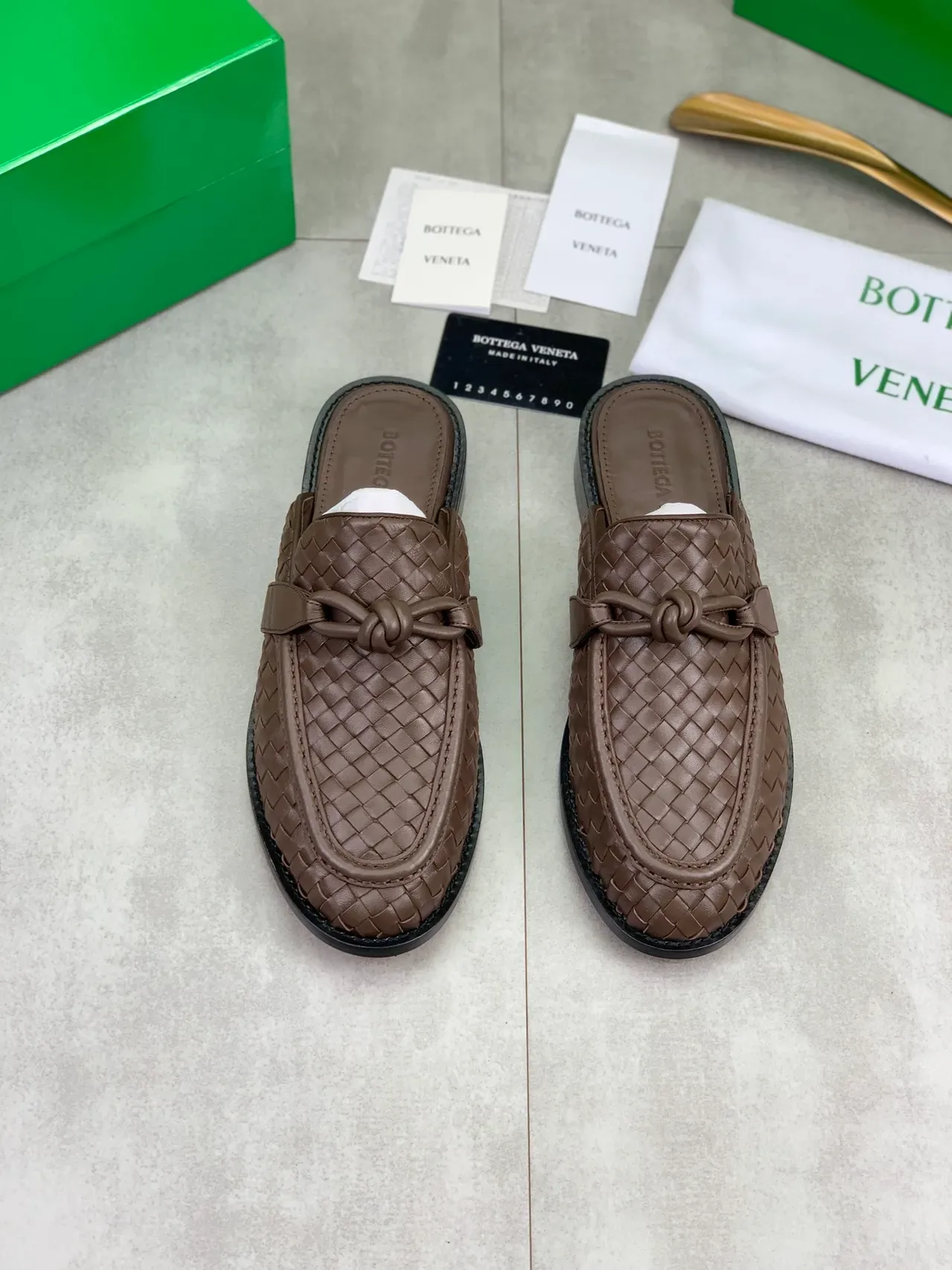 Bottega Veneta Andiamo Marron Cuir Intrecciato Mocassin sans talon 5