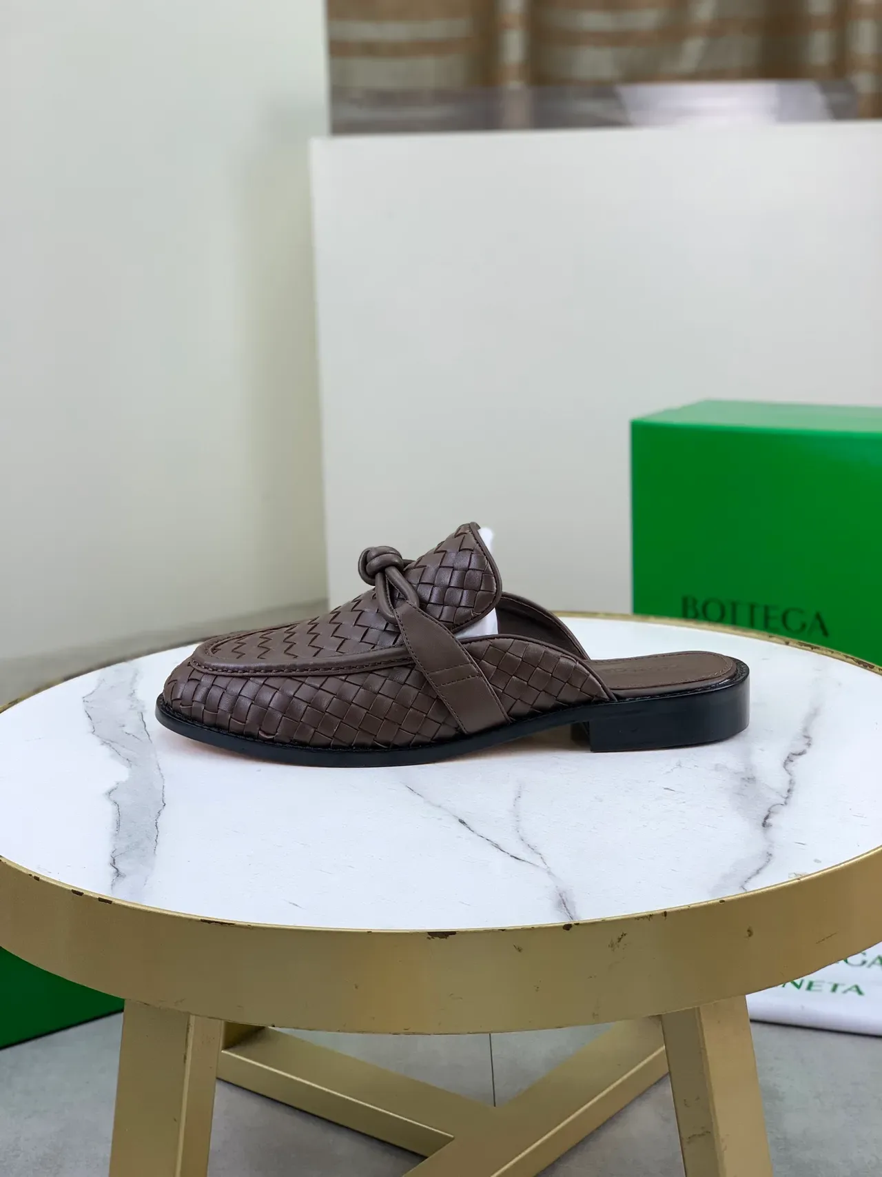 Bottega Veneta Andiamo Marron Cuir Intrecciato Mocassin sans talon 6