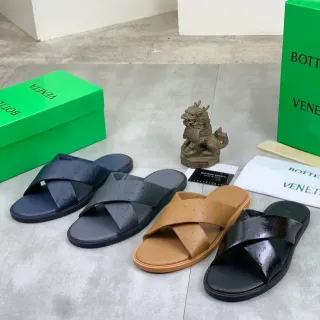 Bottega Veneta Andiamo Ostrich-Embossed Cross Strap Slippers