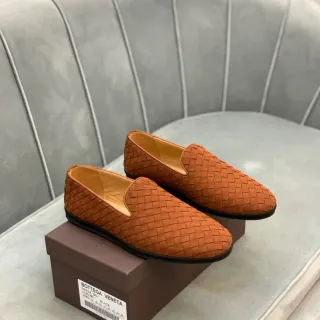Bottega Veneta Andiamo Woven Tan Loafers