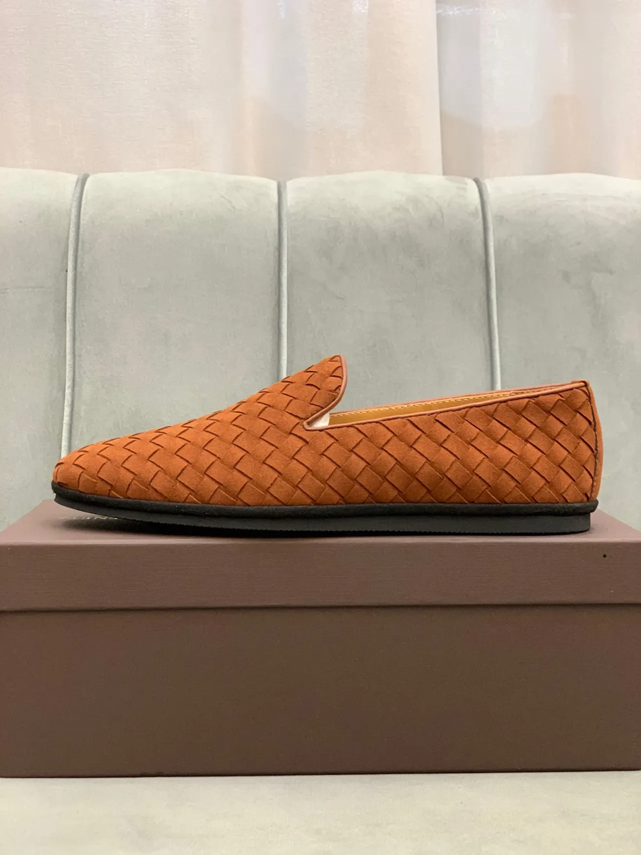 Bottega Veneta Andiamo Tecidos Tan Loafers 6