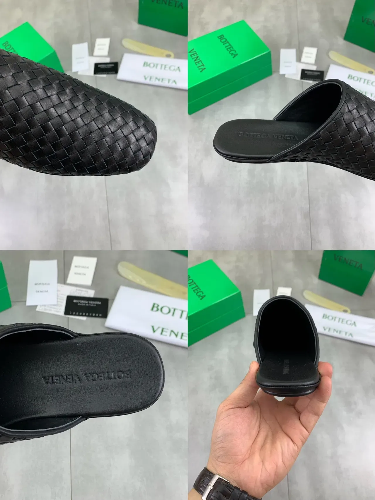 Bottega Veneta Cassette Black Woven Intrecciato Leather Backless Slip-On Casual Shoes 2