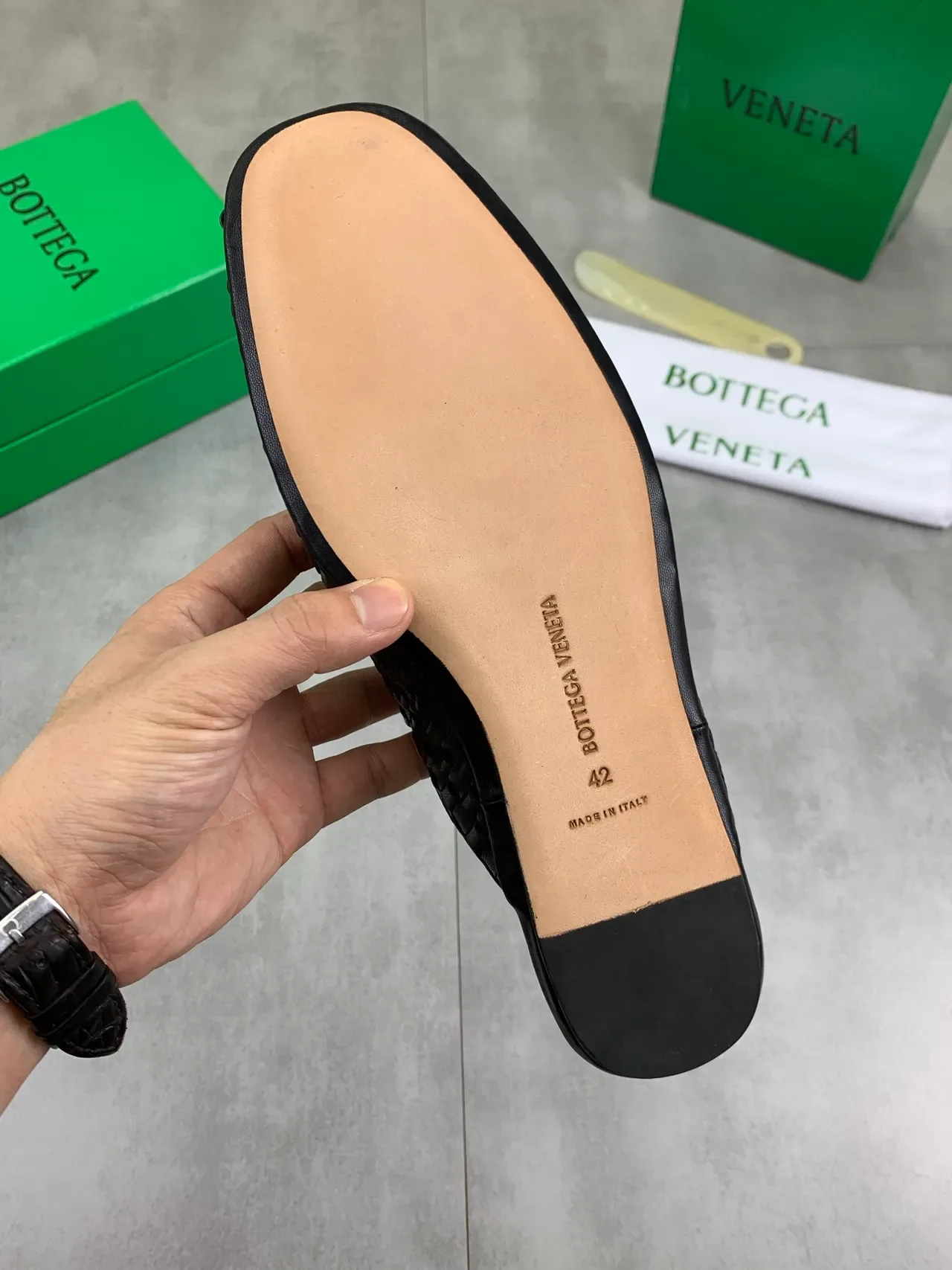 Bottega Veneta Cassette Black Woven Intrecciato Leather Backless Slip-On Casual Shoes 3