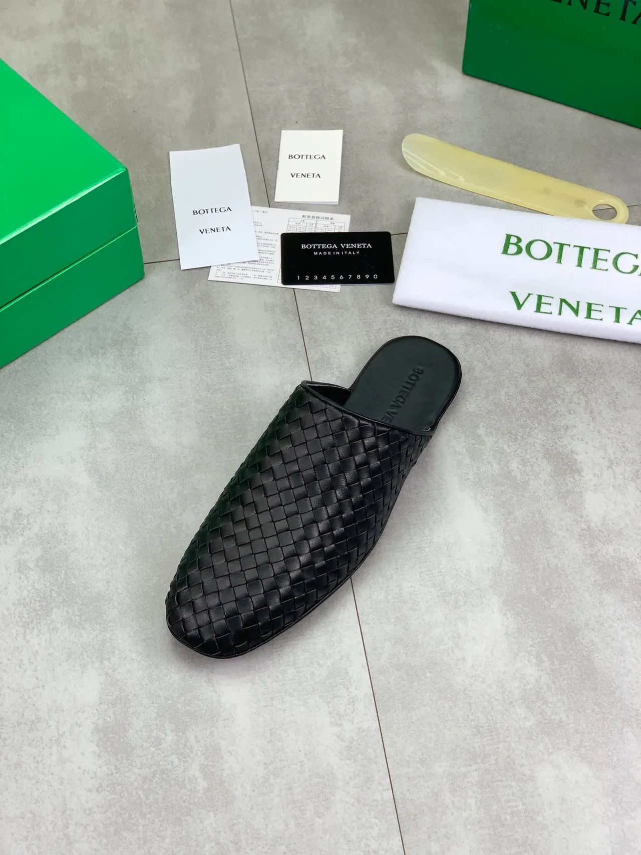 Bottega Veneta Cassette Black Woven Intrecciato Leather Backless Slip-On Casual Shoes 4