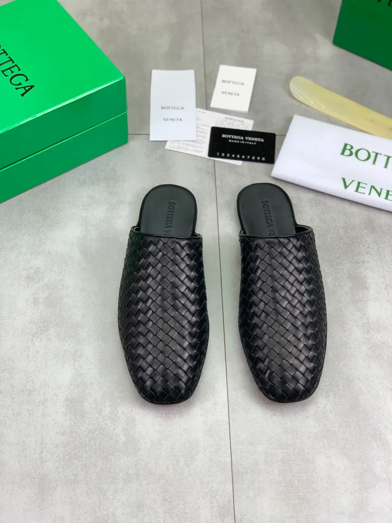 Bottega Veneta Cassette Black Woven Intrecciato Leather Backless Slip-On Casual Shoes 5