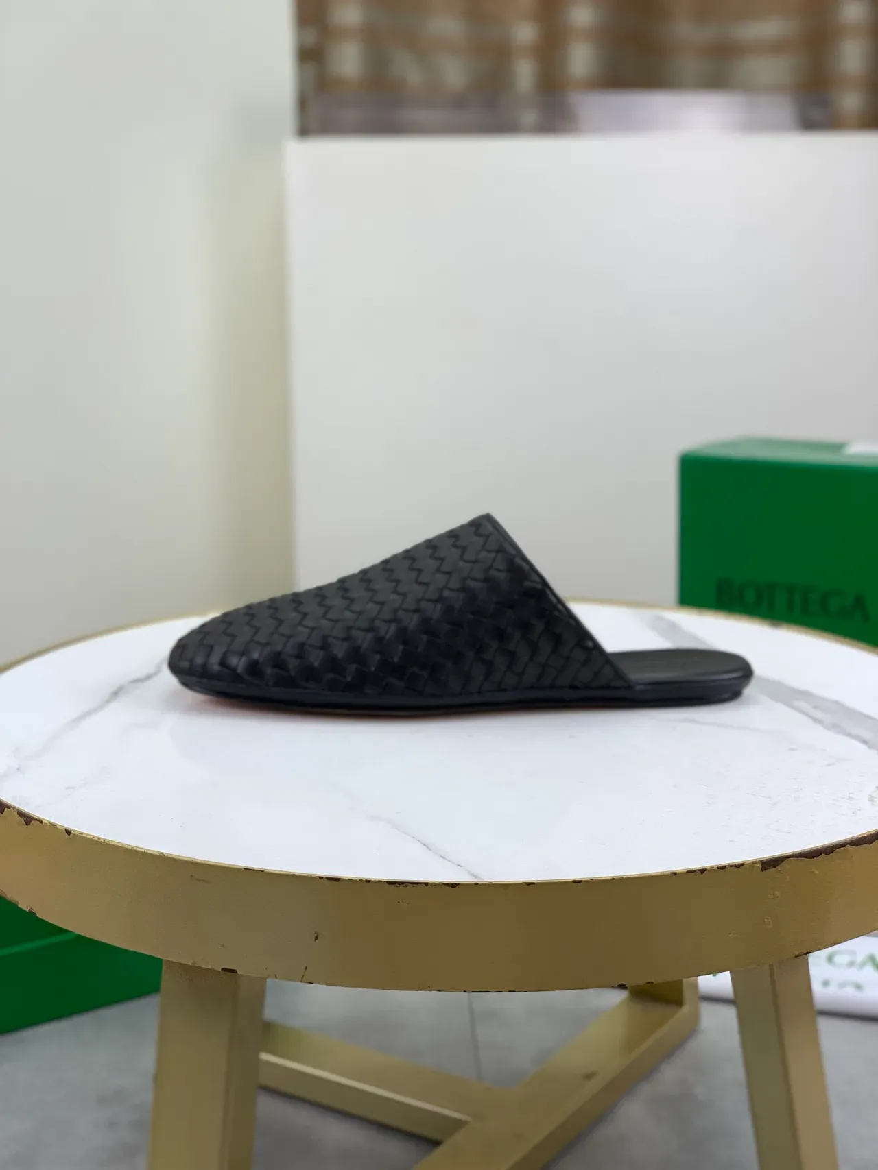 Bottega Veneta Cassette Black Woven Intrecciato Leather Backless Slip-On Casual Shoes 6