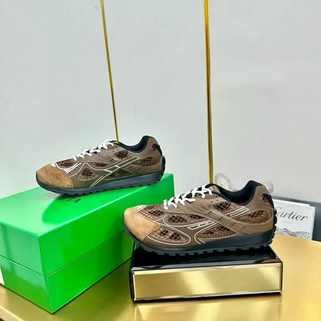 Bottega Veneta Cassette Sneaker Marrom Couro Tricotado Tênis Lifestyle 8